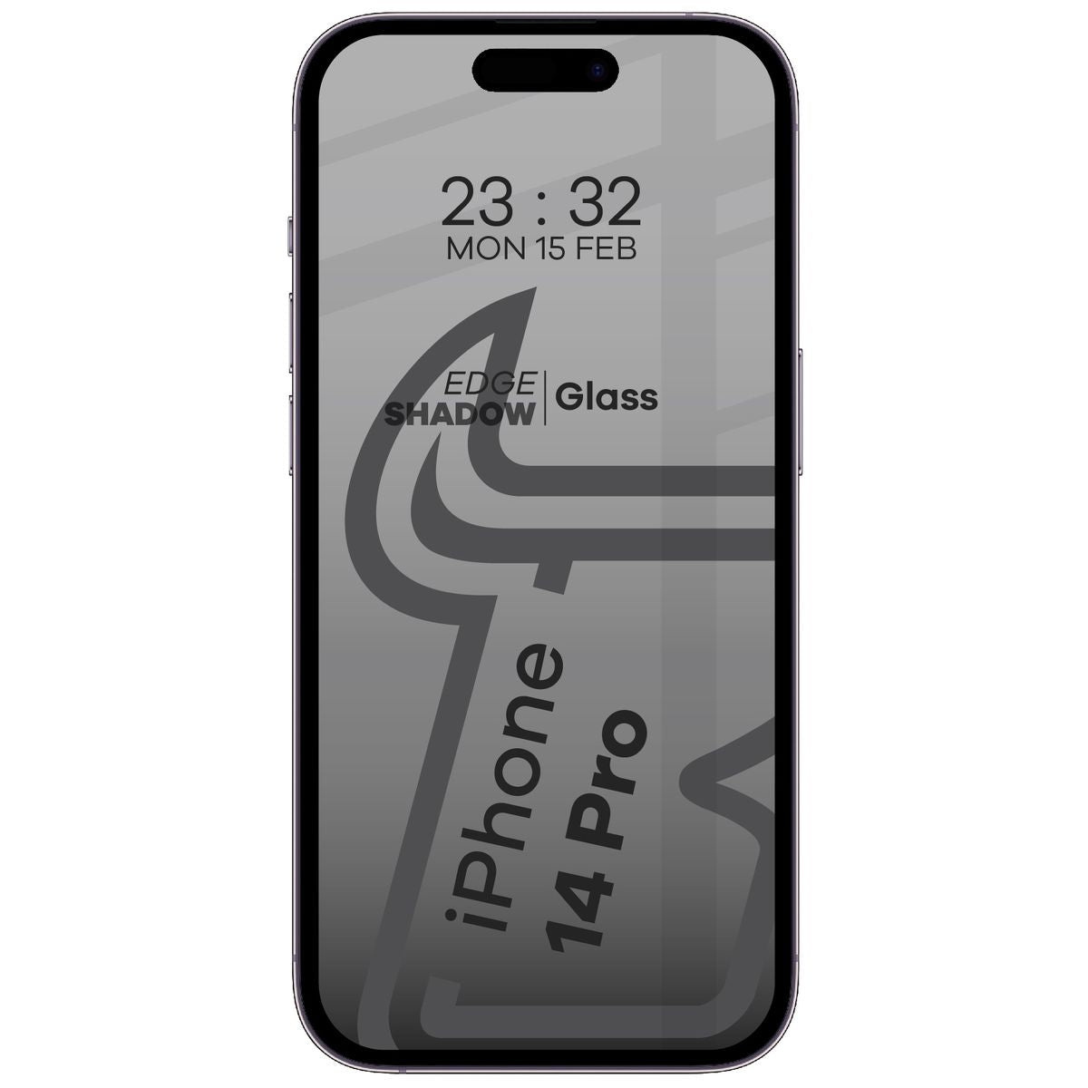 Gehärtetes Glas mit Privatschutzfilter für iPhone 14 Pro, Bizon Glass Edge Shadow, getönt mit schwarzer Rahmen