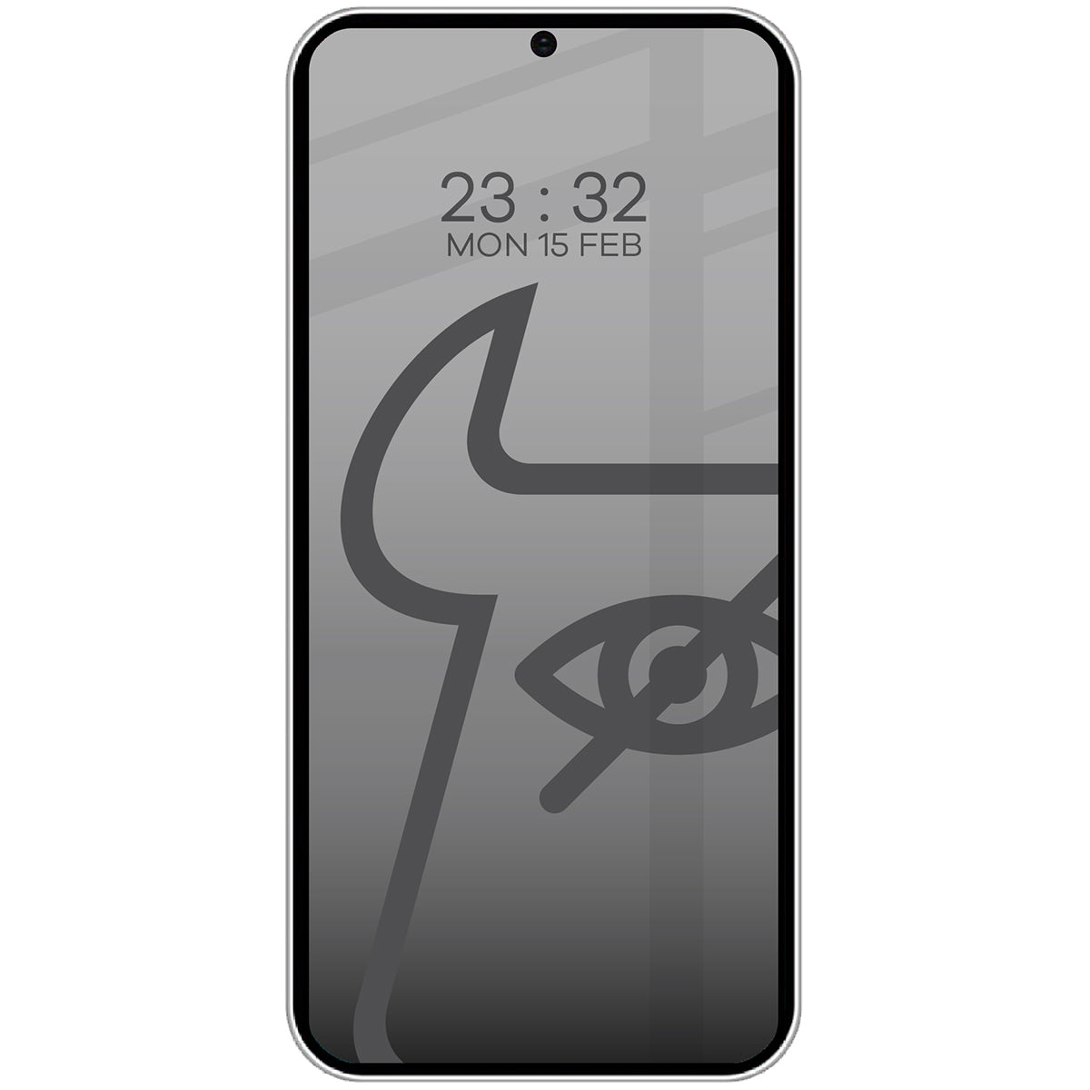 Gehärtetes Glas mit Privatschutzfilter für Galaxy S25 / S24, Bizon Glass Edge Shadow, getönt mit schwarzer Rahmen