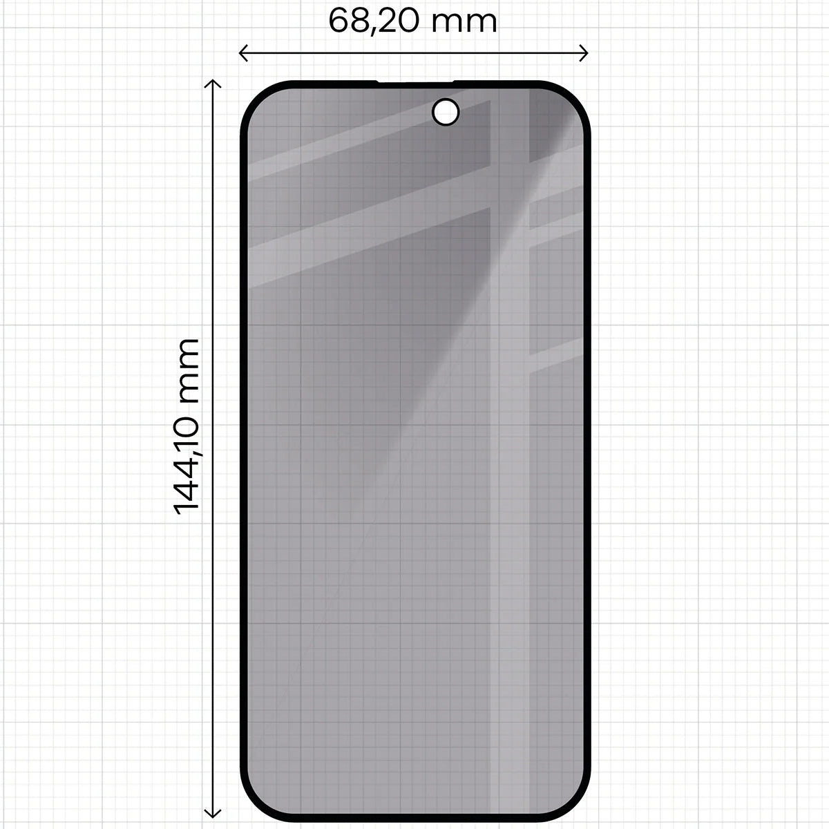 Gehärtetes Glas mit Privatschutzfilter für iPhone 15 / 16, Bizon Glass Edge Shadow Duo, getönt mit schwarzer Rahmen, 2 Stück
