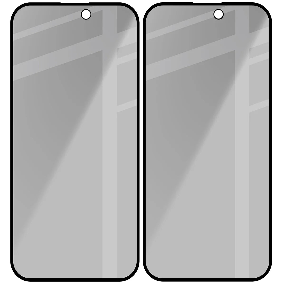 Gehärtetes Glas mit Privatschutzfilter für iPhone 15 / 16, Bizon Glass Edge Shadow Duo, getönt mit schwarzer Rahmen, 2 Stück