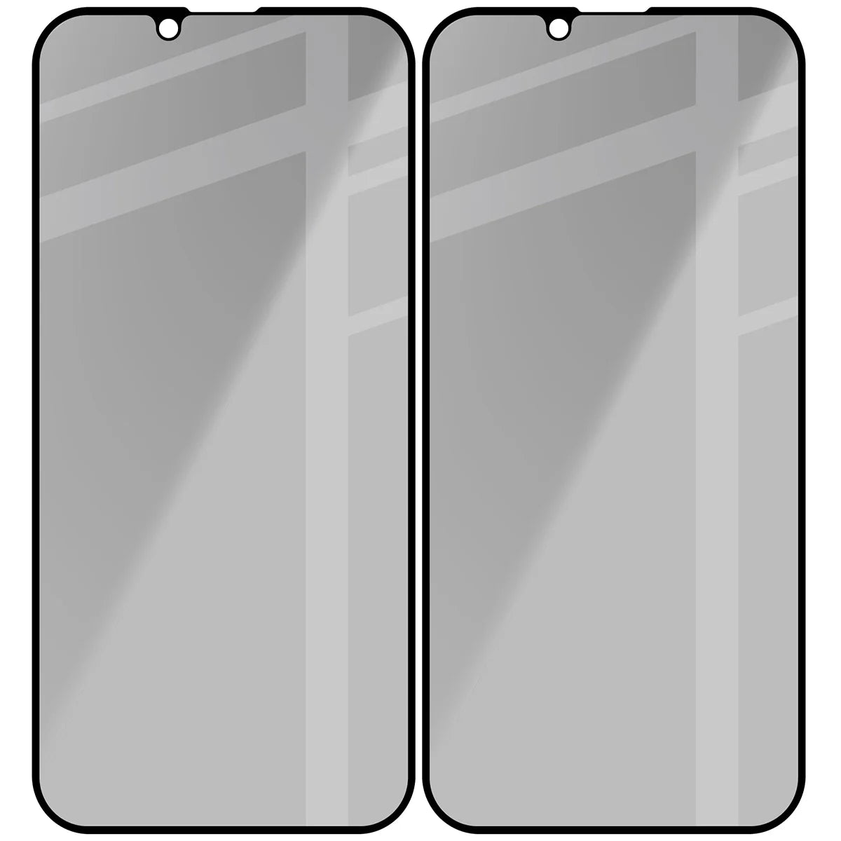 Gehärtetes Glas mit Privatschutzfilter für iPhone 17e / 16e / 14 / 13 Pro / 13, Bizon Glass Edge Shadow Duo, getönt mit schwarzer Rahmen, 2 Stück