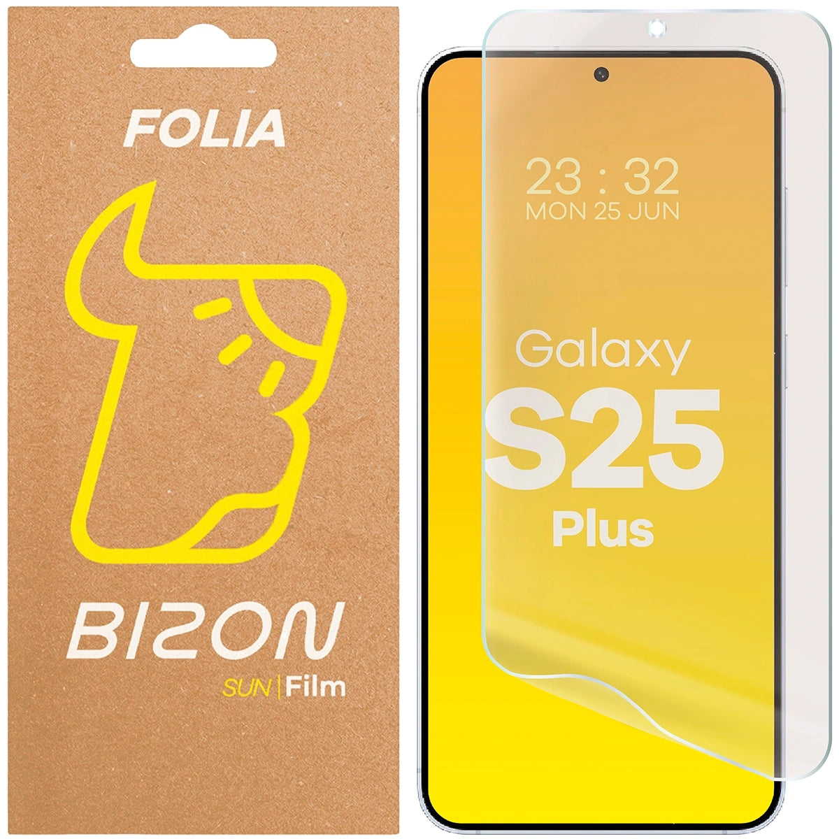 Matte Folie für Galaxy S25 Plus, Bizon Glass Film Sun, 1 Stück