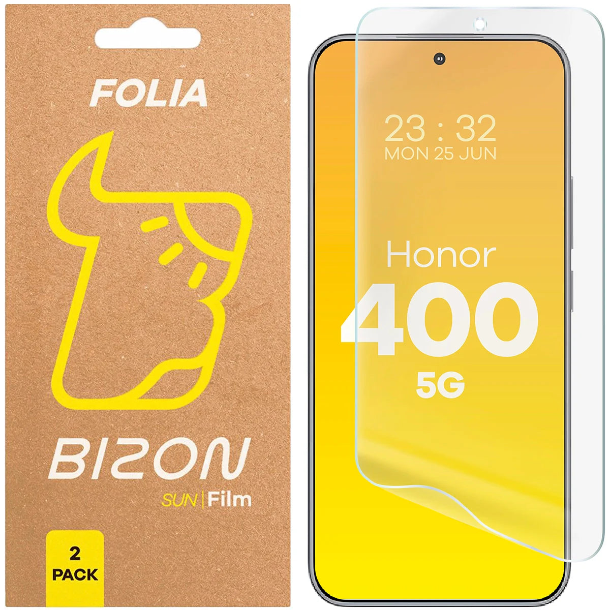 Matte Folie für Honor 400, Bizon Glass Film Sun Duo, 2 Stück
