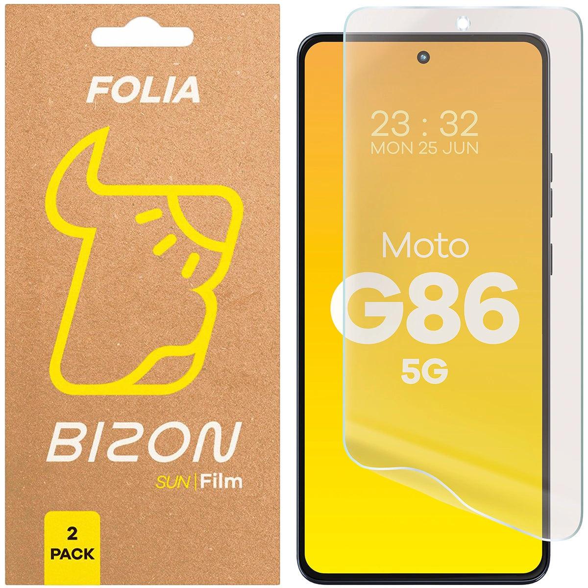 Matte Folie für Motorola Moto G86 5G, Bizon Glass Film Sun Duo, 2 Stück