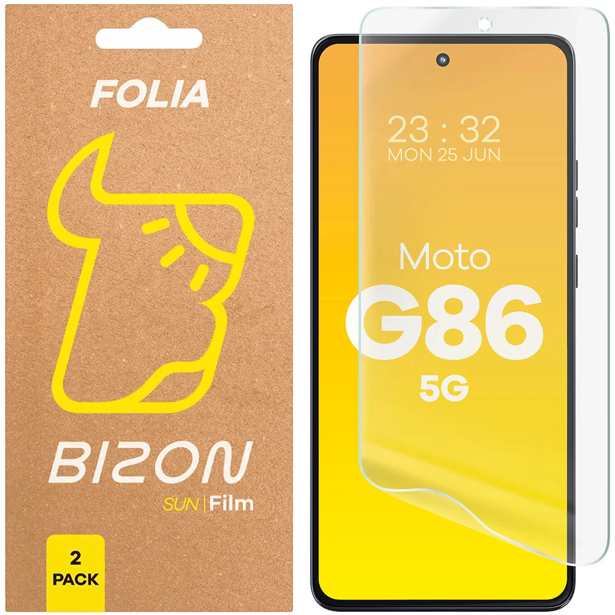 Matte Folie für Motorola Moto G86 5G, Bizon Glass Film Sun Duo, 2 Stück