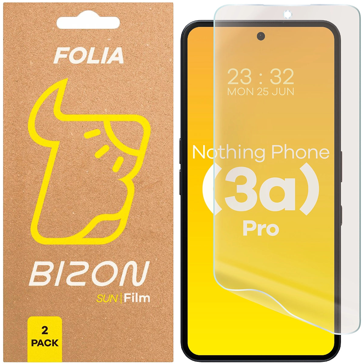 Matte Folie für Nothing Phone (3a) Pro, Bizon Glass Film Sun Duo, 2 Stück