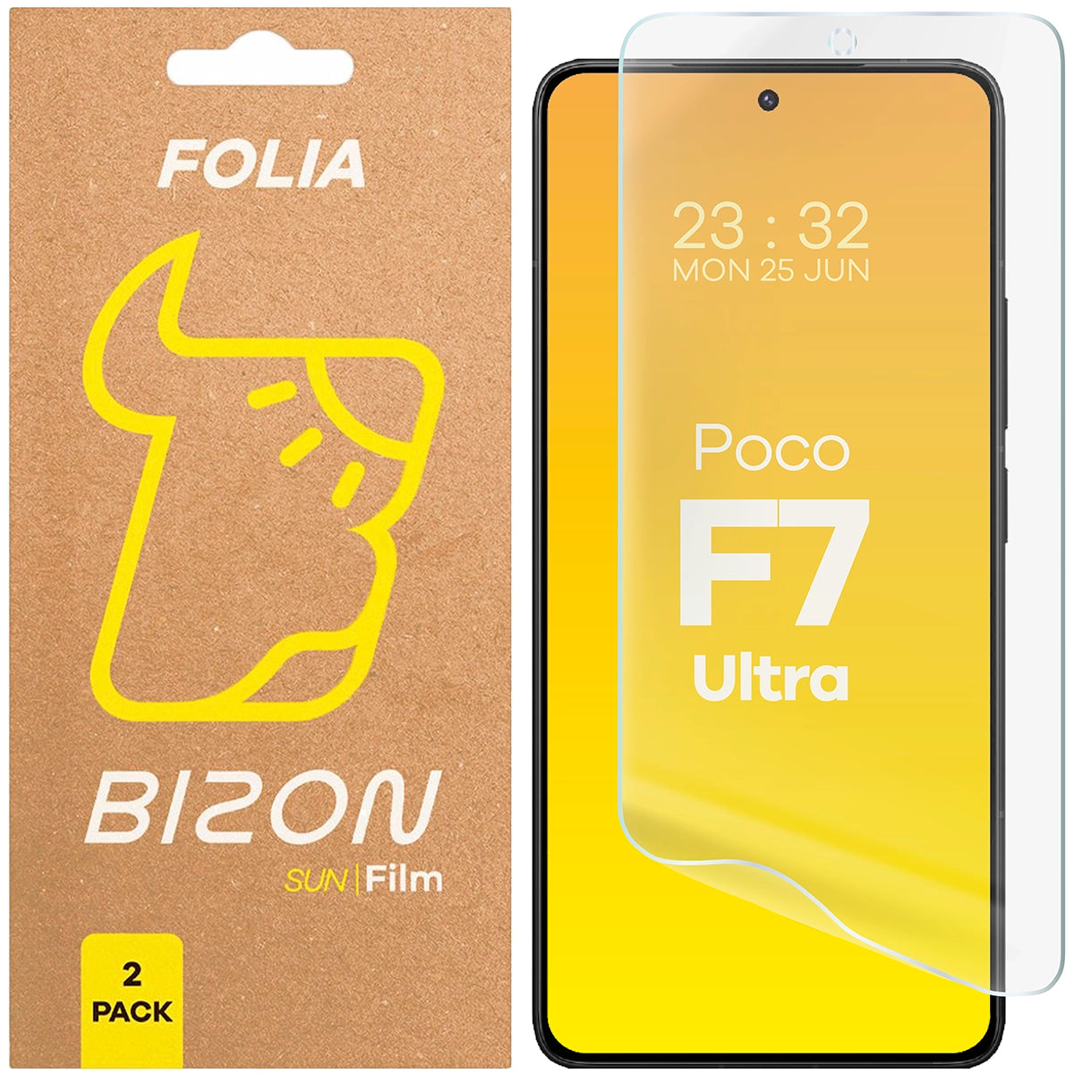 Matte Folie für Xiaomi Poco F7 Ultra, Bizon Glass Film Sun Duo, 2 Stück