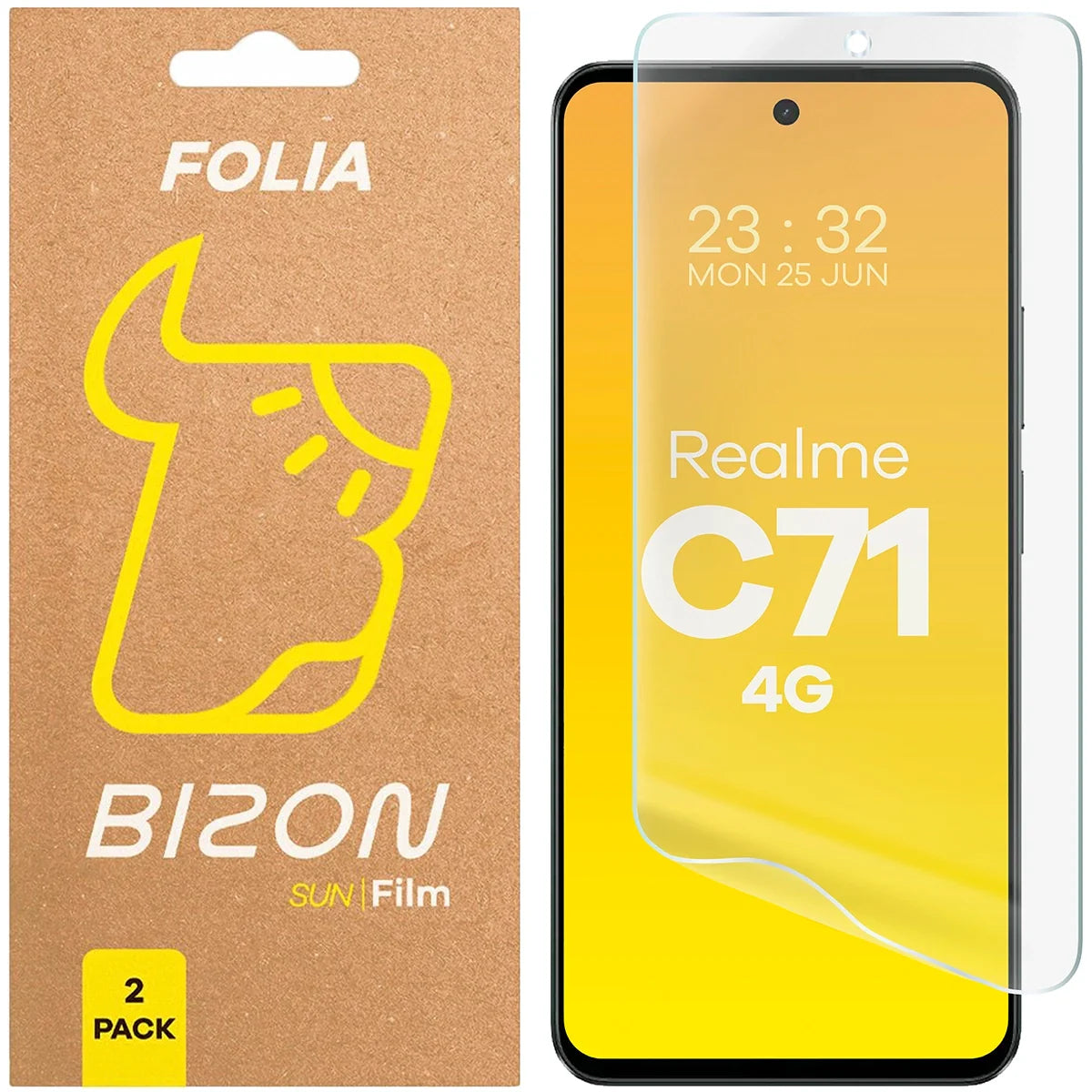 Matte Folie für Realme C71 4G, Bizon Glass Film Sun Duo, 2 Stück