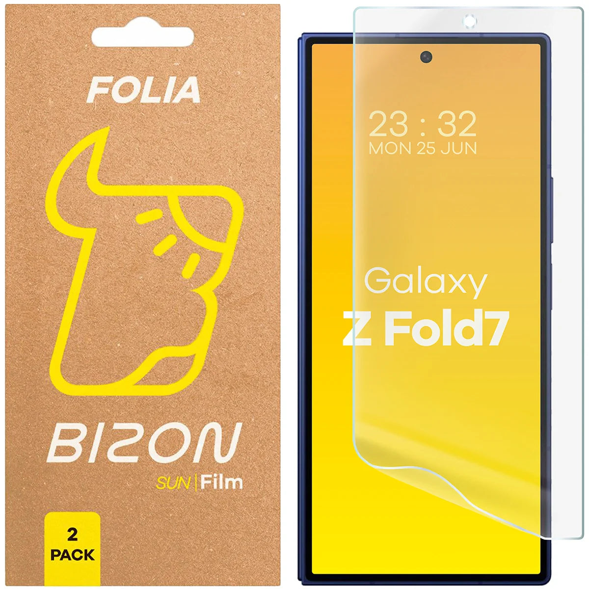 Matte Folie für Galaxy Z Fold7, Bizon Glass Film Sun Duo, 2 Stück