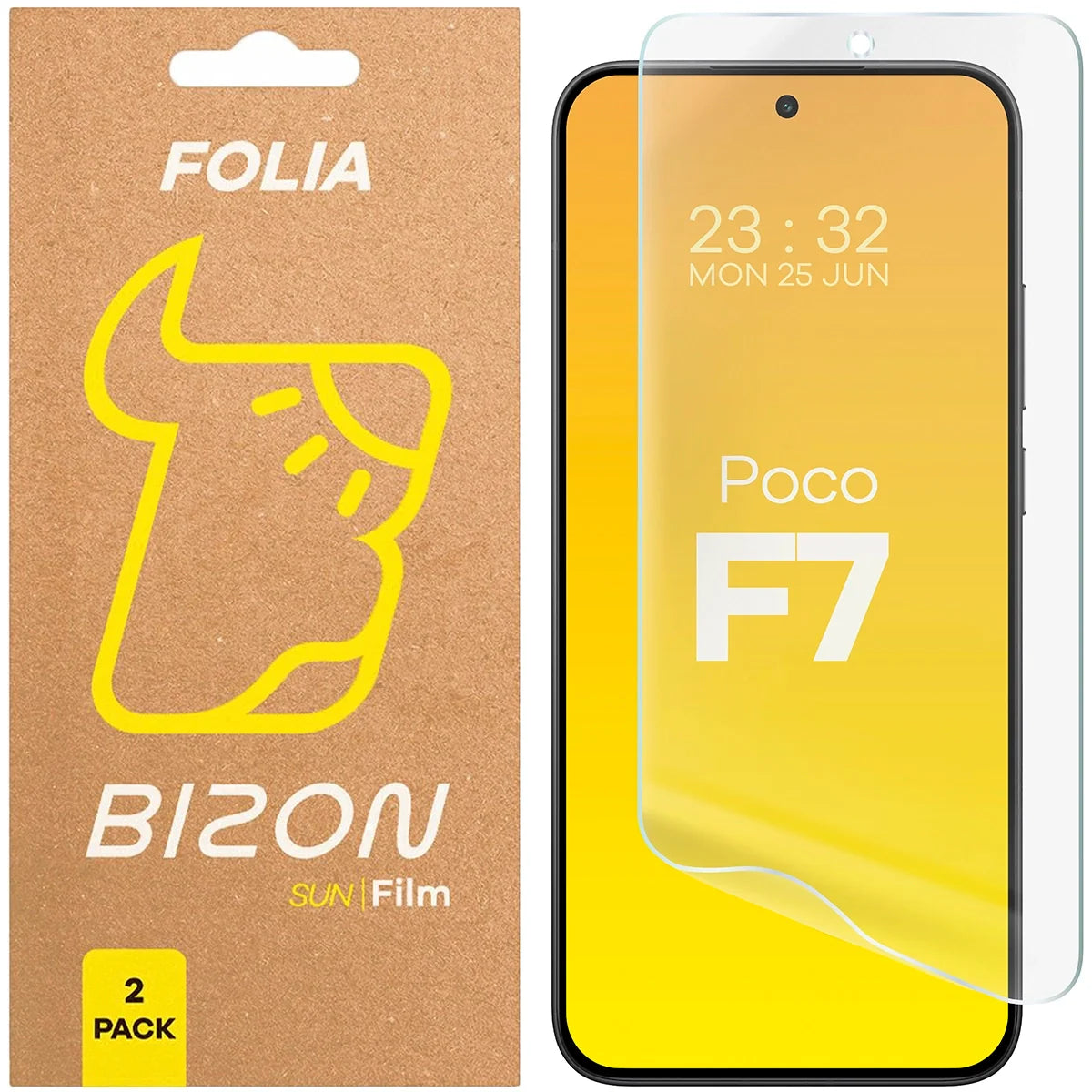 Matte Folie für Xiaomi POCO F7, Bizon Glass Film Sun Duo, 2 Stück