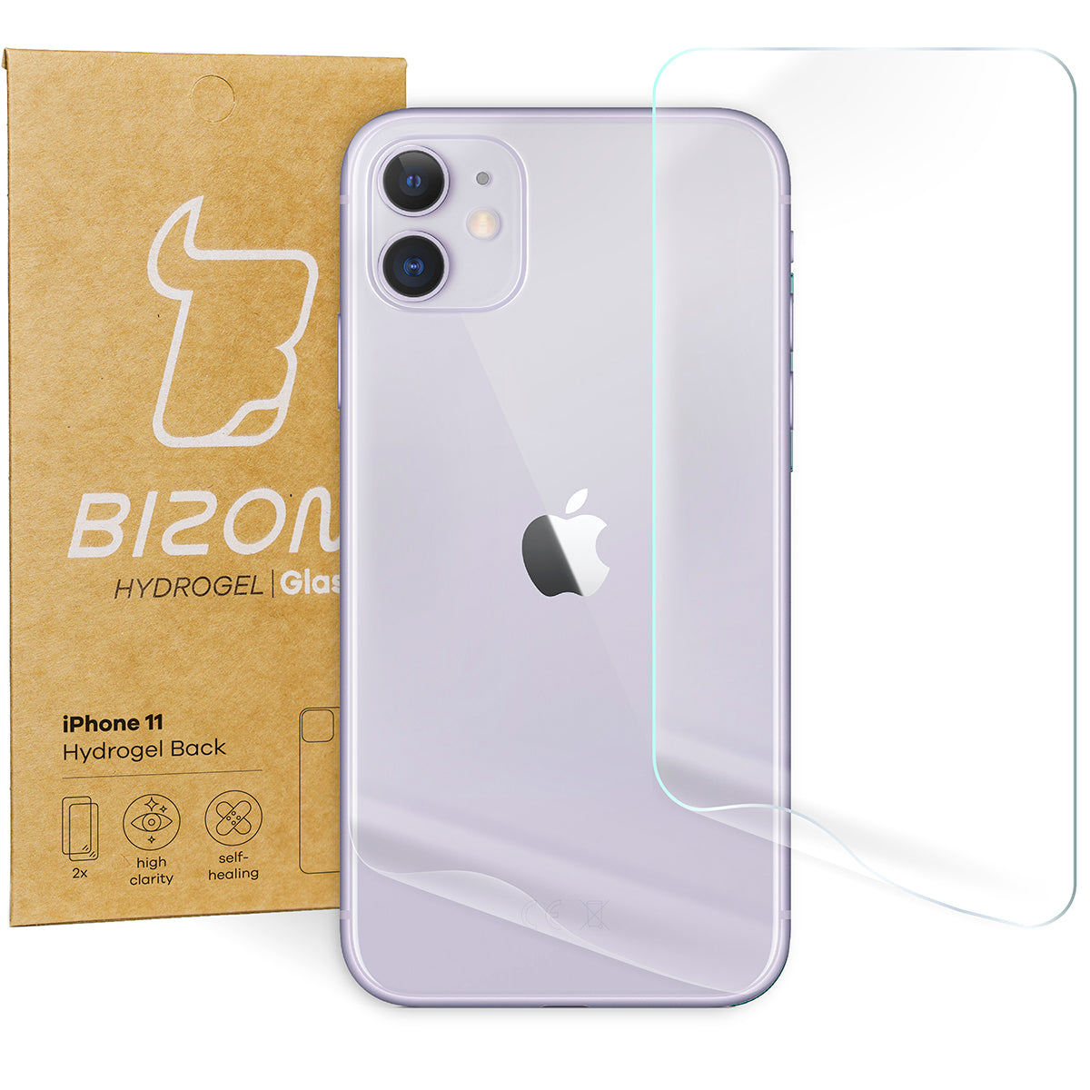 Hydrogel Folie für die Rückseite Bizon Glass, iPhone 11, 2 Stück