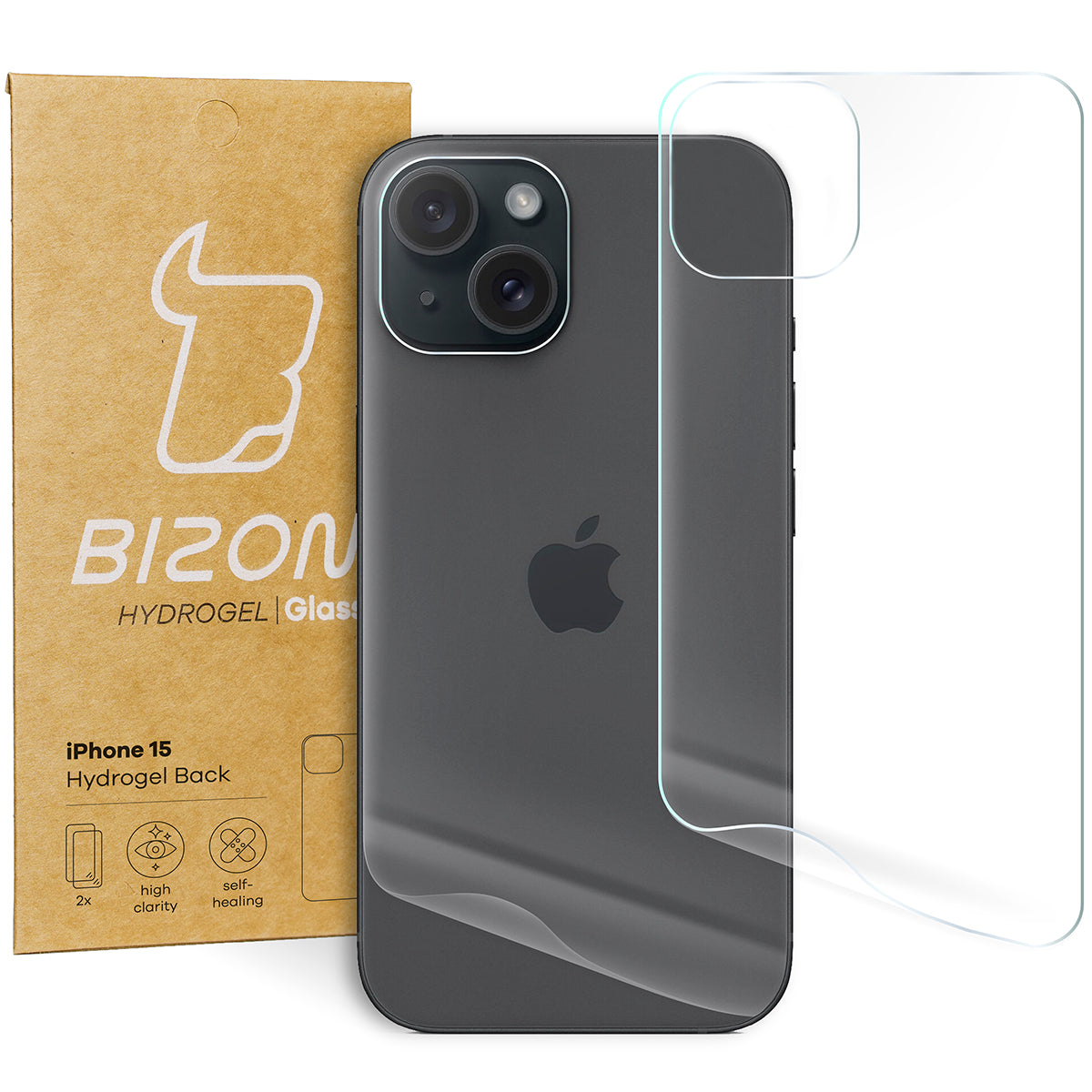 Hydrogel Folie für die Rückseite Bizon Film Hydrogel Back Duo für iPhone 15, 2 Stück