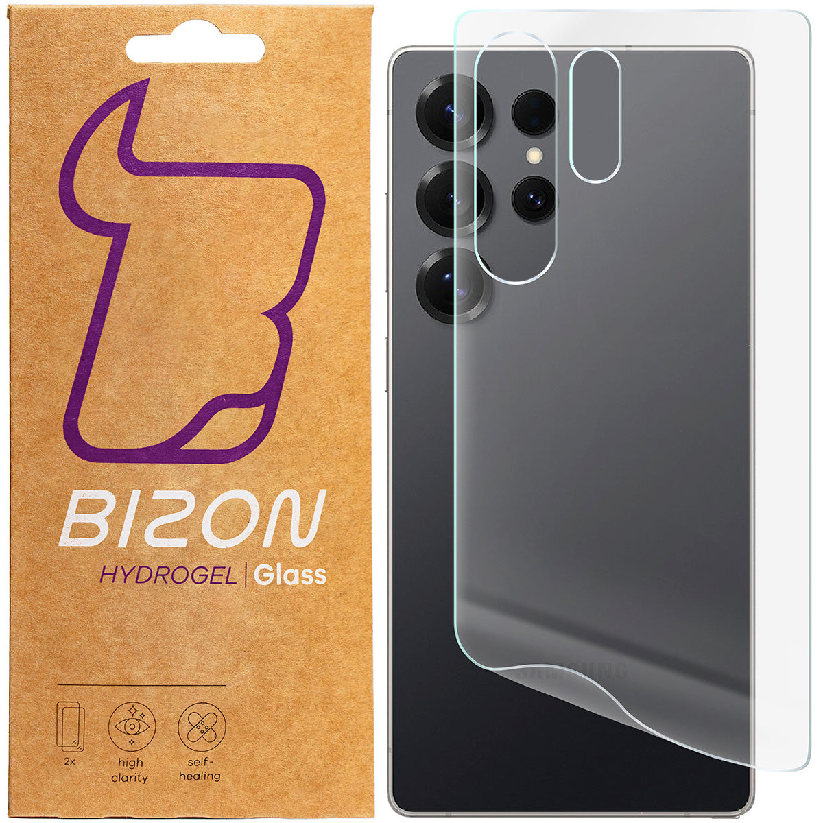 Hydrogel Folie für die Rückseite für Galaxy S25 Ultra, Bizon Glass Hydrogel Back Duo, 2 Stück