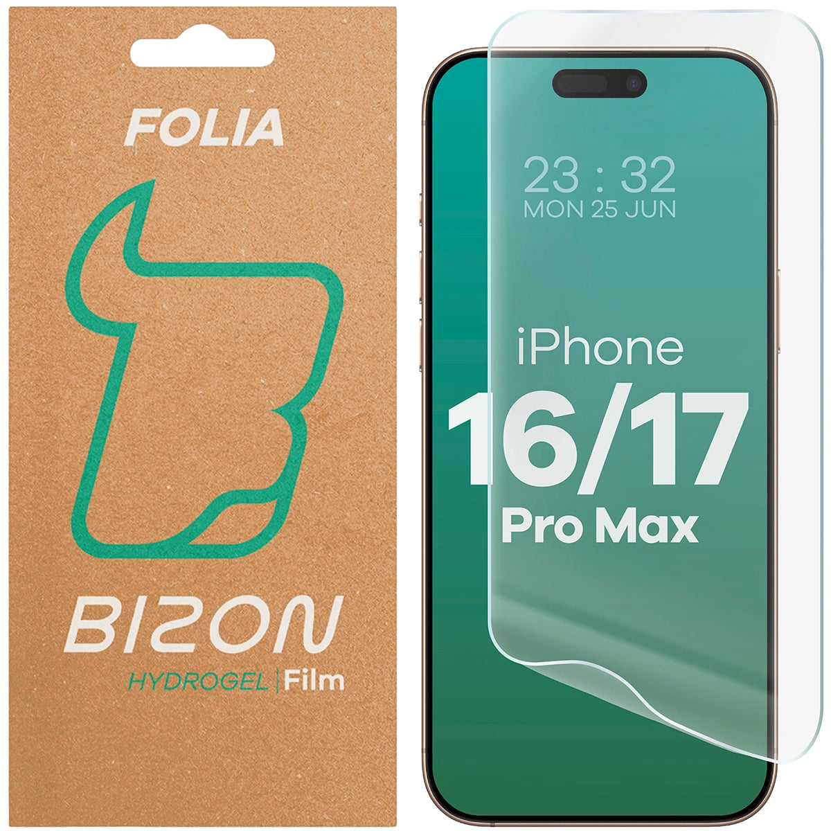 Hydrogel Folie für den Bildschirm für iPhone 17 Pro Max/16 Pro Max, Bizon Film Hydrogel Front, 1 Stück