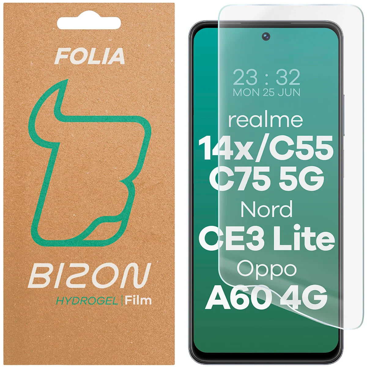 Hydrogel Folie für den Bildschirm für Realme 14x 5G / C55 / C75 / OnePlus Nord CE 3 Lite / Oppo A60 4G, Bizon Glass Hydrogel Front, 1 Stück