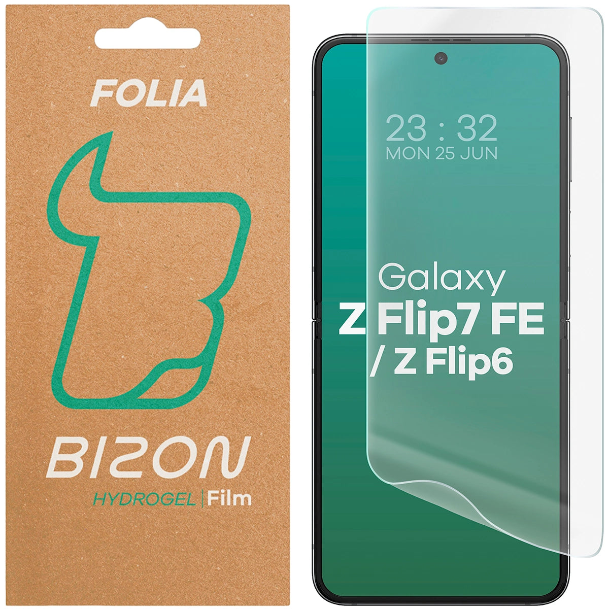 Hydrogel Folie für den Bildschirm für Galaxy Z Flip7 FE / Z Flip6, Bizon Glass Hydrogel Front, 1 Stück