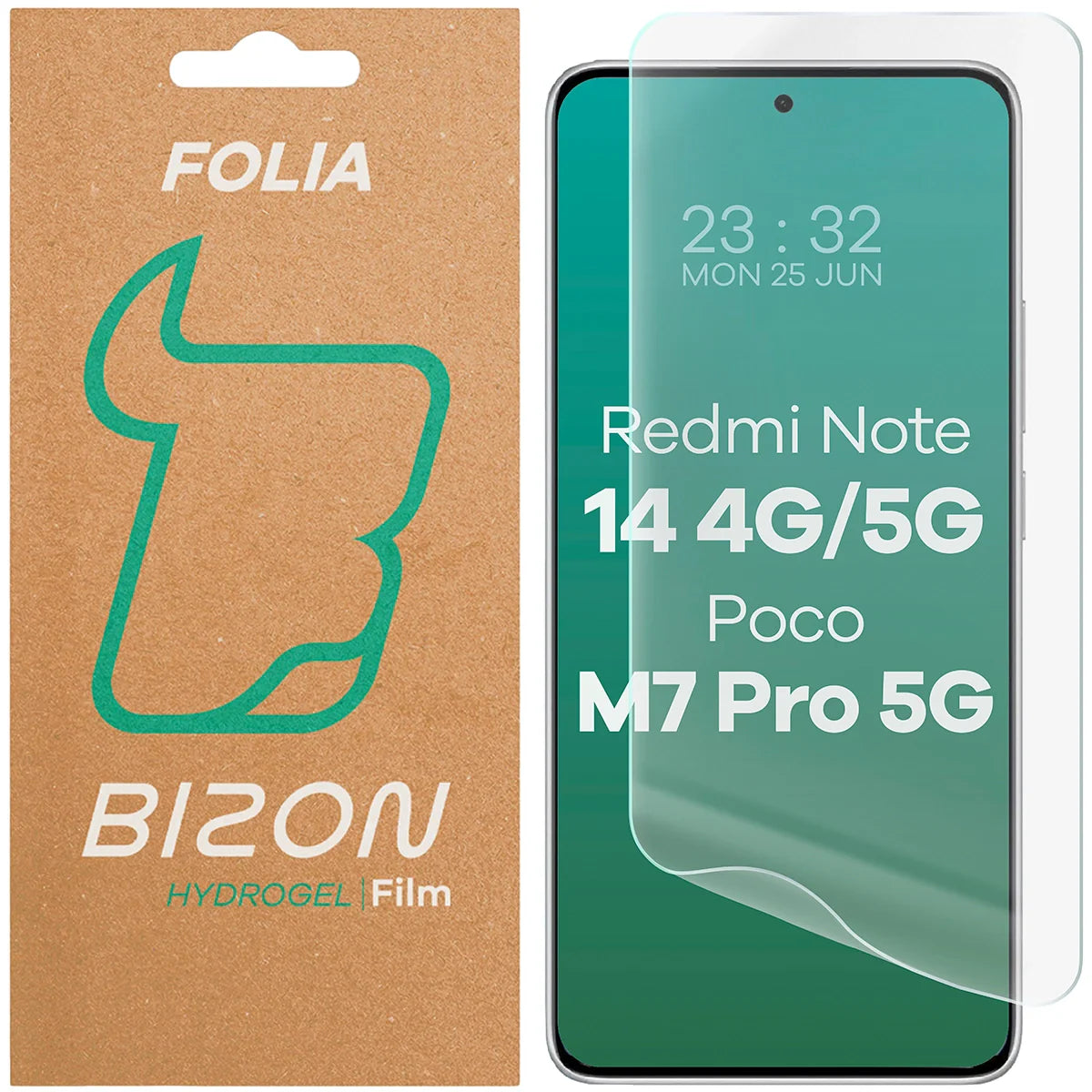 Hydrogel Folie für den Bildschirm für Xiaomi Redmi Note 14 4G / 14 5G / POCO M7 Pro 5G, Bizon Film Hydrogel Front, 1 Stück