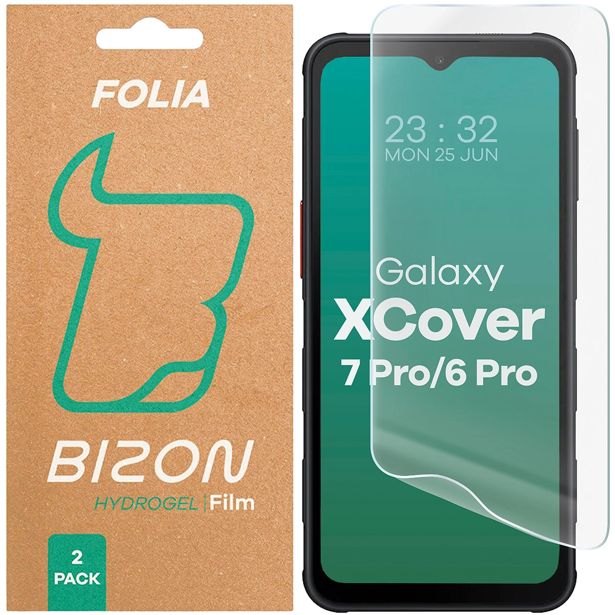 Hydrogel Folie für den Bildschirm Bizon Glass Hydrogel Front Duo für Galaxy XCover 7 Pro / 6 Pro, 2 Stück