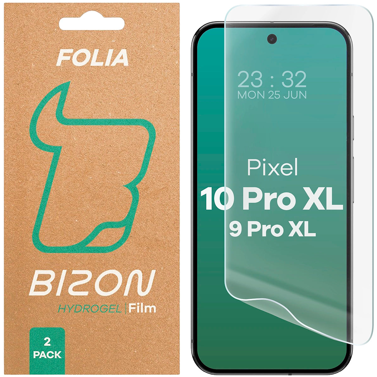 Hydrogel Folie für den Bildschirm für Google Pixel 10 Pro XL / 9 Pro XL, Bizon Glass Hydrogel Front Duo, 2 Stück