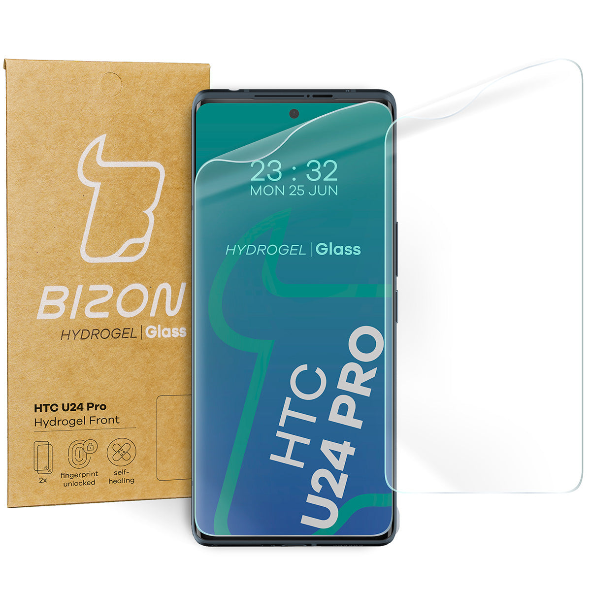Hydrogel Folie für den Bildschirm für HTC U24 Pro, Bizon Glass Hydrogel Front Duo, 2 Stück