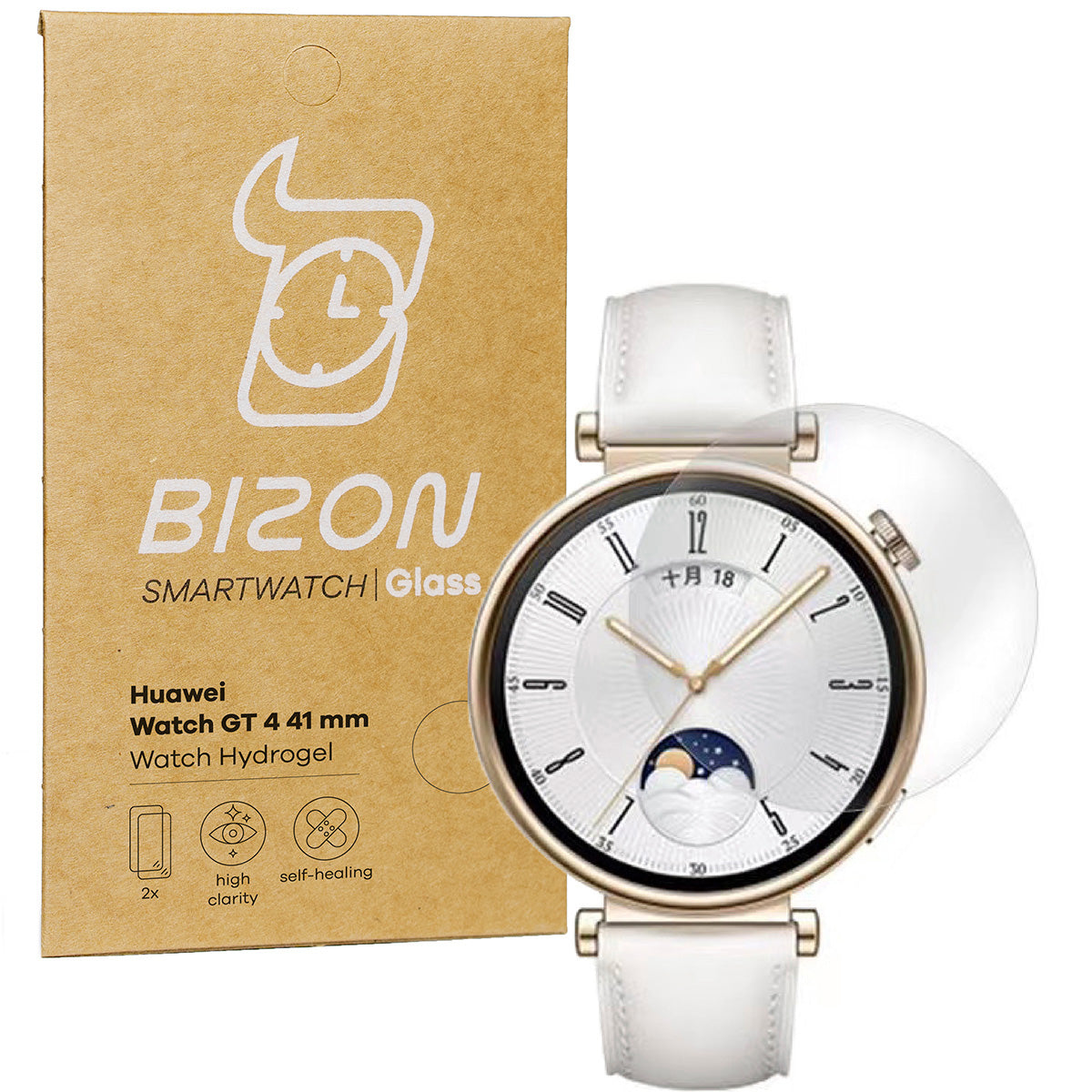 Hydrogel Folie für den Bildschirm Bizon Watch Film Hydrogel Duo für Huawei Watch GT 4 41 mm, 2 Stück
