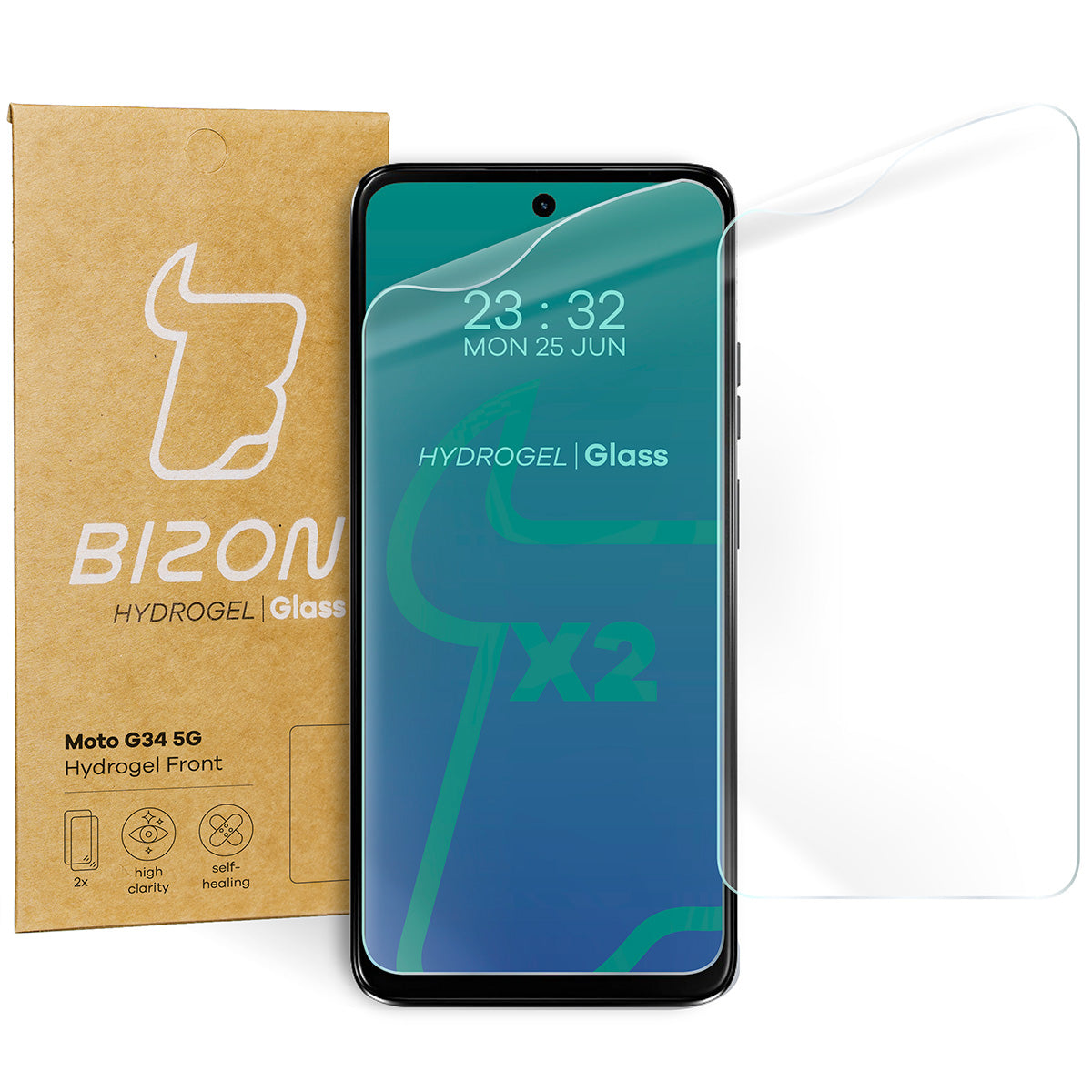 Hydrogel Folie für den Bildschirm für Motorola Moto G34 / G45 5G, Bizon Glass Hydrogel Front Duo, 2 Stück