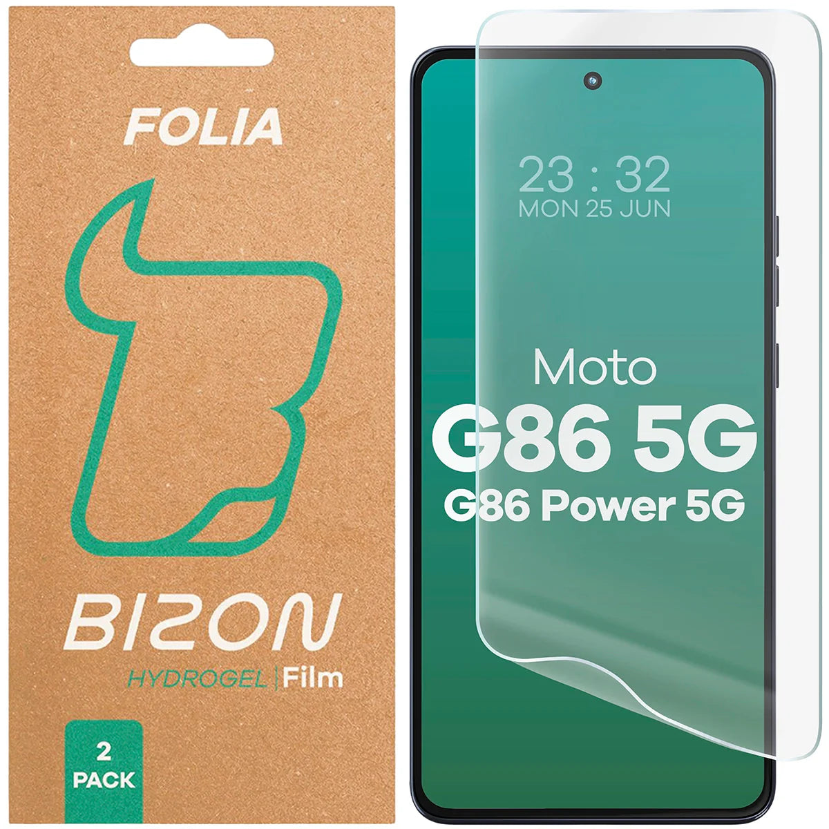 Hydrogel Folie für den Bildschirm für Motorola Moto G86 5G / G86 Power 5G, Bizon Glass Hydrogel Front Duo, 2 Stück