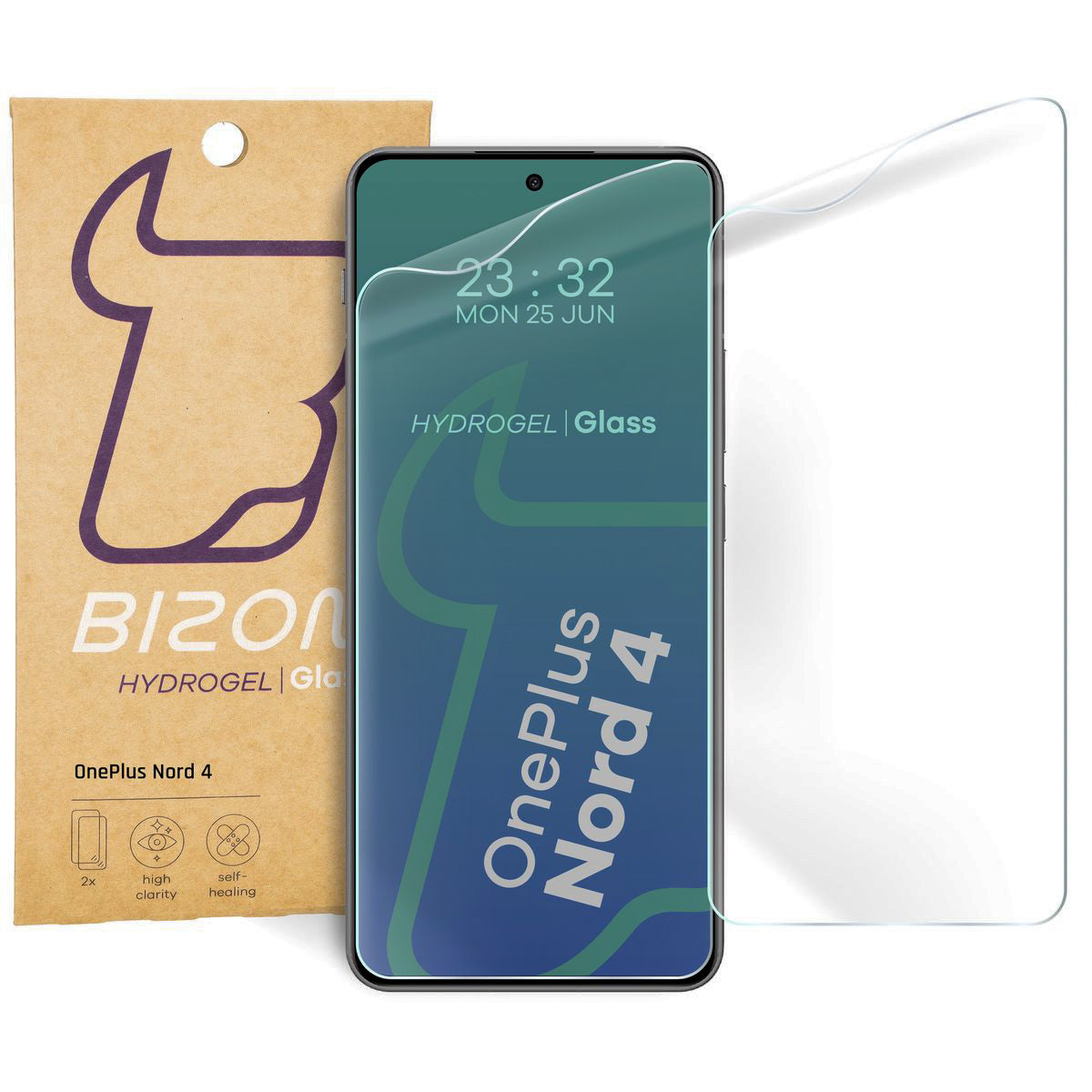 Hydrogel Folie für den Bildschirm für OnePlus Nord 4, Bizon Glass Hydrogel Front Duo, 2 Stück
