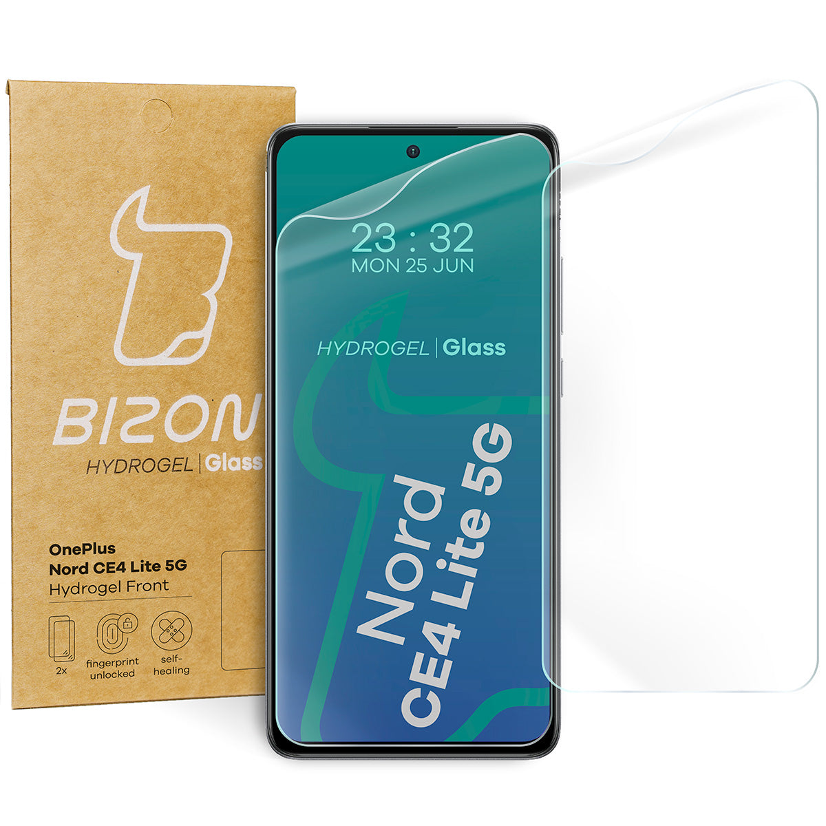 Hydrogel Folie für den Bildschirm für OnePlus Nord CE4 Lite 5G, Bizon Glass Hydrogel Front Duo, 2 Stück