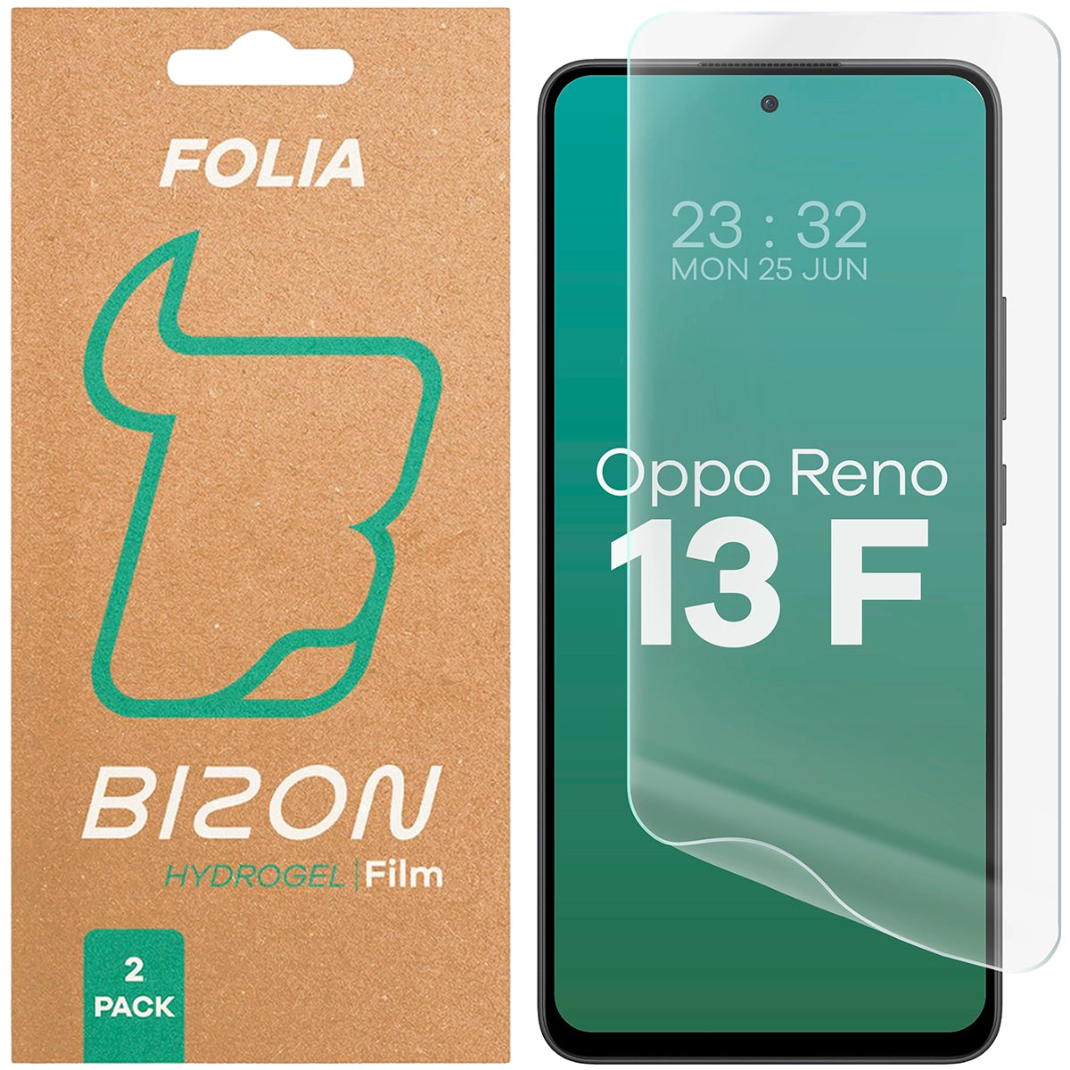 Hydrogel Folie für den Bildschirm für Oppo Reno13 F, Bizon Glass Hydrogel Front Duo, 2 Stück