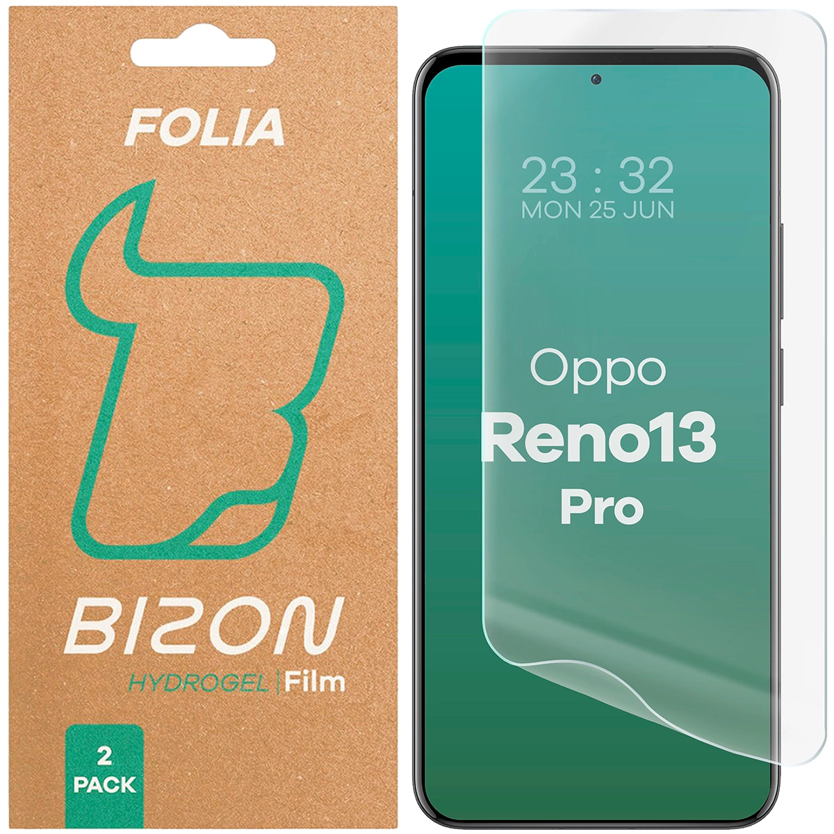 Hydrogel Folie für den Bildschirm für Oppo Reno13 Pro, Bizon Glass Hydrogel Front Duo, 2 Stück