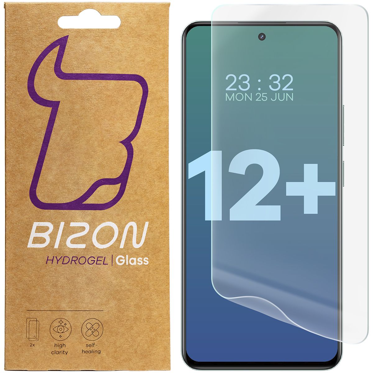 Hydrogel Folie für den Bildschirm für Realme 12+ 5G, Bizon Glass Hydrogel Front Duo, 2 Stück