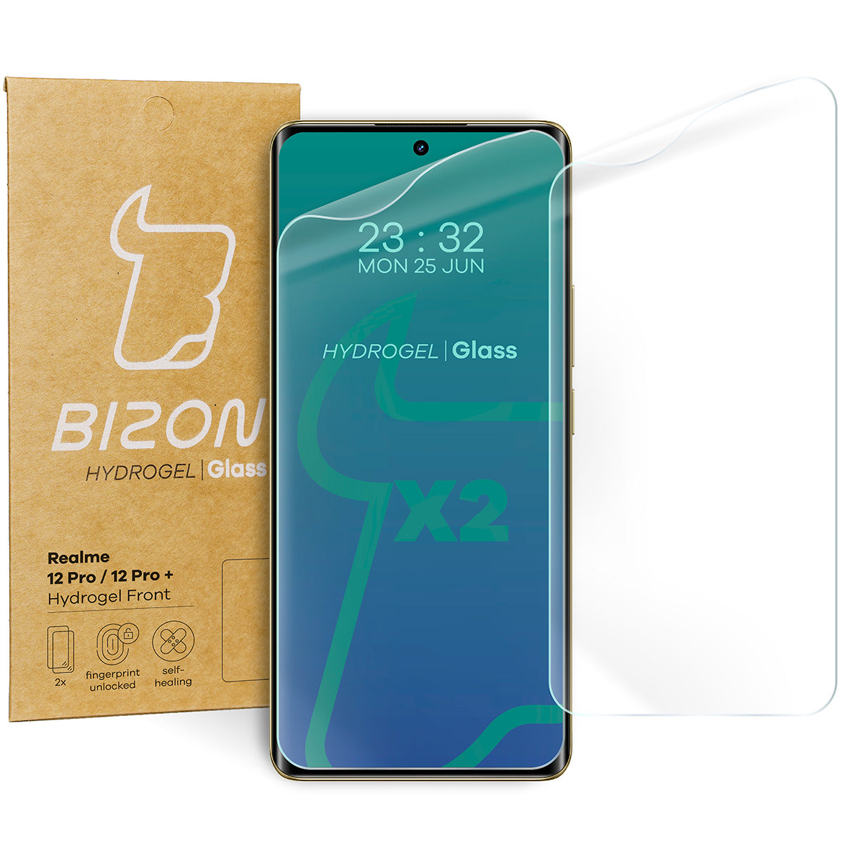 Hydrogel Folie für den Bildschirm für Realme 12 Pro / 12 Pro+, Bizon Glass Hydrogel Front Duo, 2 Stück