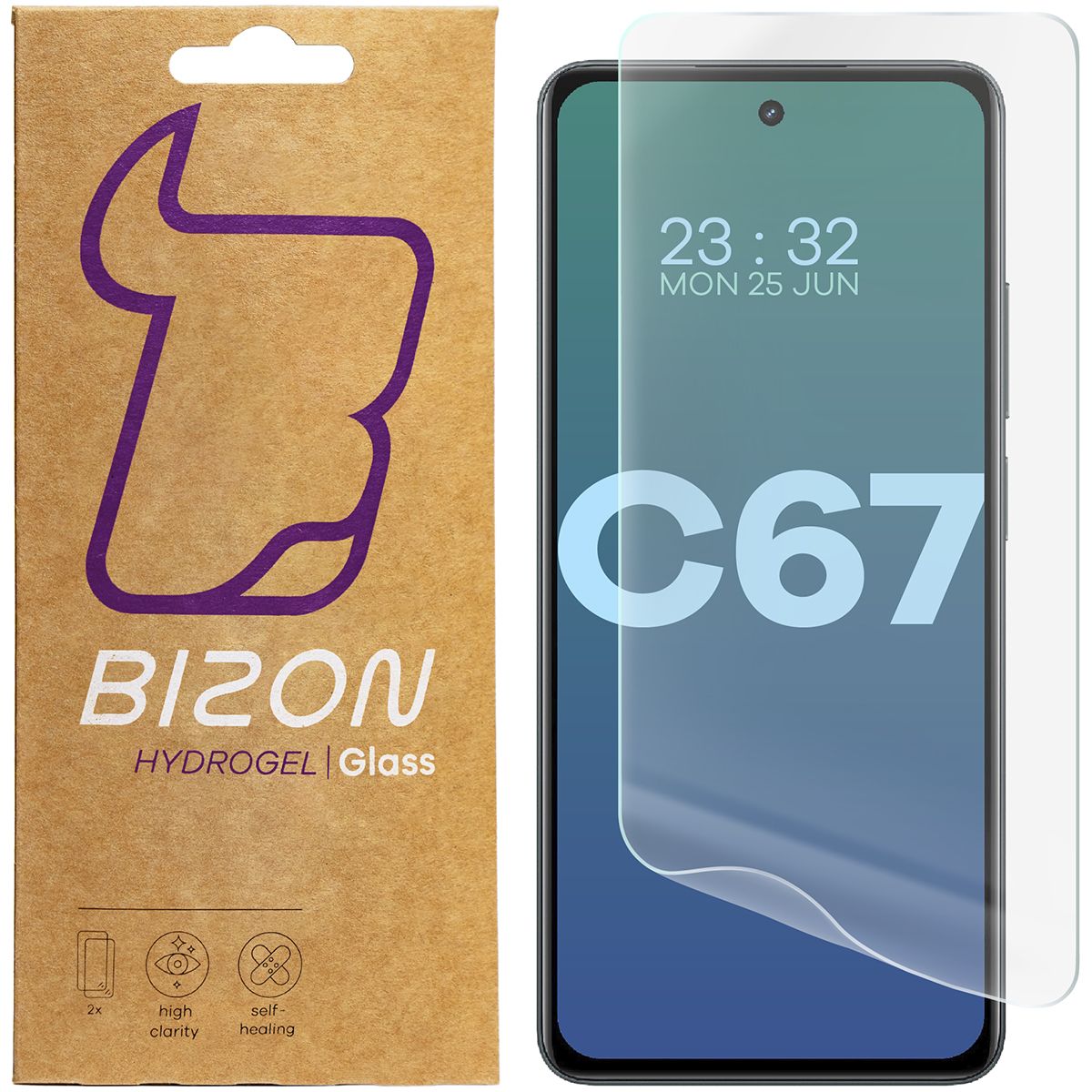 Hydrogel Folie für den Bildschirm für Realme C67 4G, Bizon Glass Hydrogel Front Duo, 2 Stück