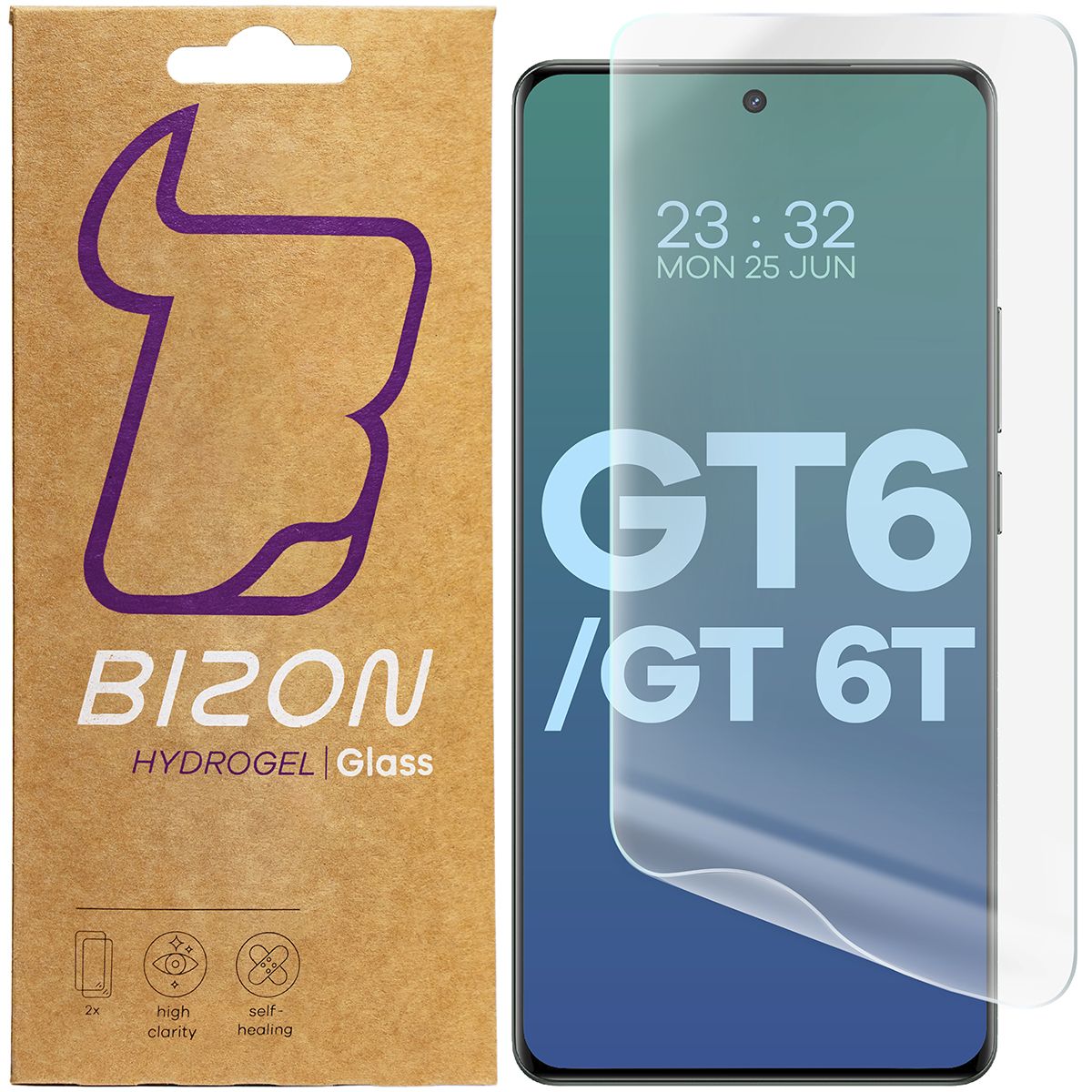 Hydrogel Folie für den Bildschirm für Realme GT 6 / 6T, Bizon Glass Hydrogel Front Duo, 2 Stück