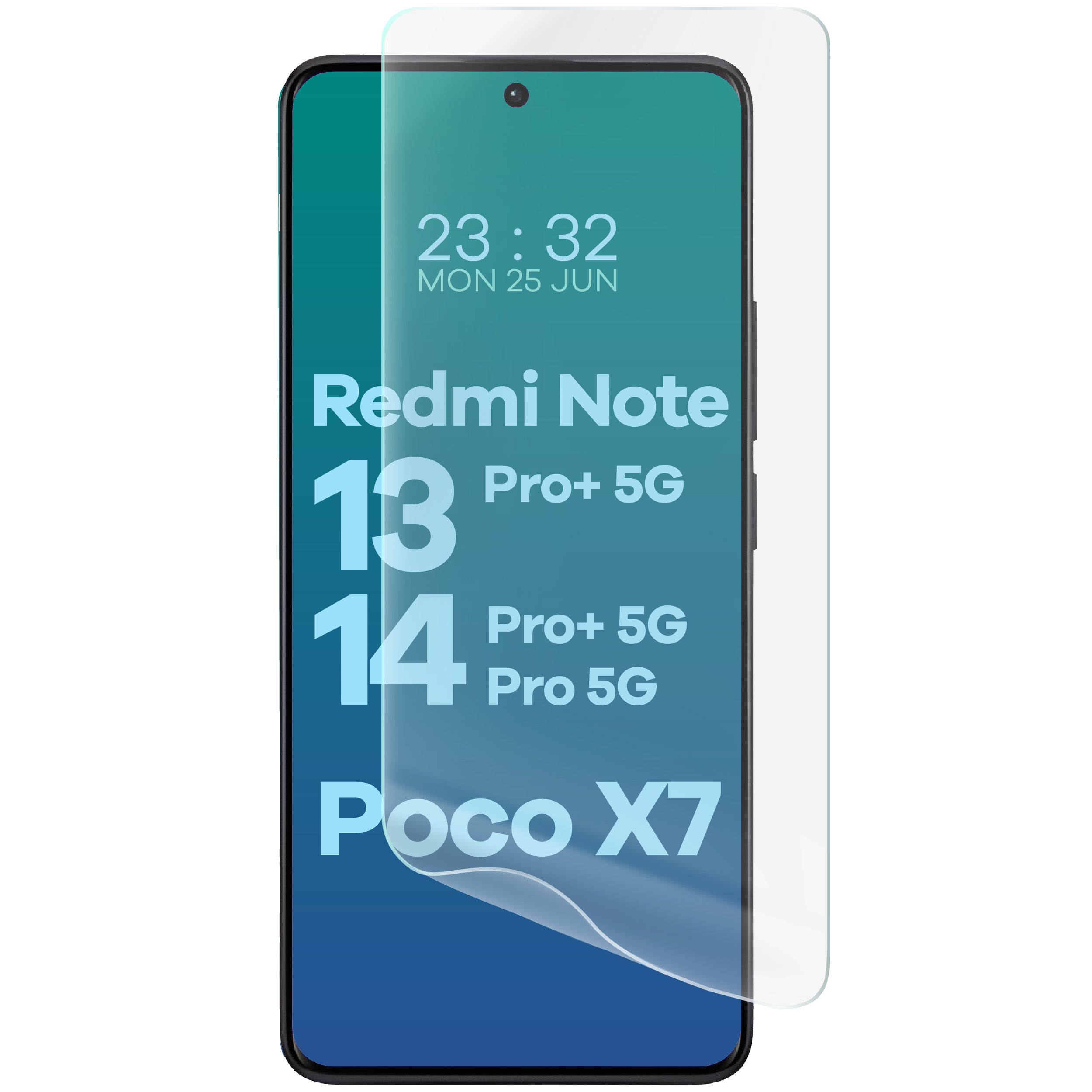 Hydrogel Folie für den Bildschirm für Redmi Note 13 Pro Plus 5G / 14 Pro 5G / 14 Pro Plus 5G / Poco X7, Bizon Film Hydrogel Front Duo, 2 Stück