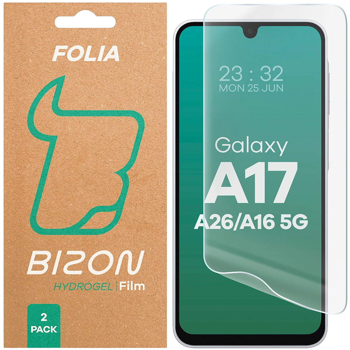 Hydrogel Folie für den Bildschirm für Galaxy A16 / A17 5G / A26 5G, Bizon Glass Hydrogel Front Duo, 2 Stück