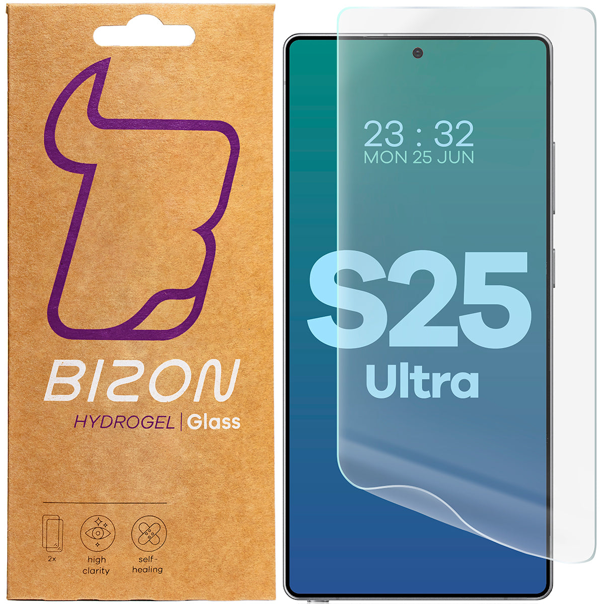 Hydrogel Folie für den Bildschirm für Galaxy S25 Ultra, Bizon Glass Hydrogel Front Duo, 2 Stück
