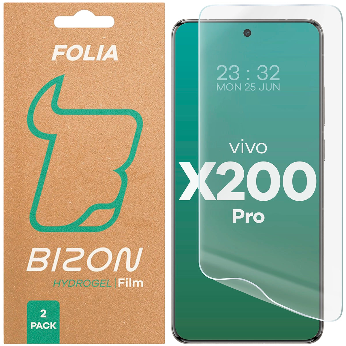 Hydrogel Folie für den Bildschirm für Vivo X200 Pro, Bizon Glass Hydrogel Front Duo, 2 Stück