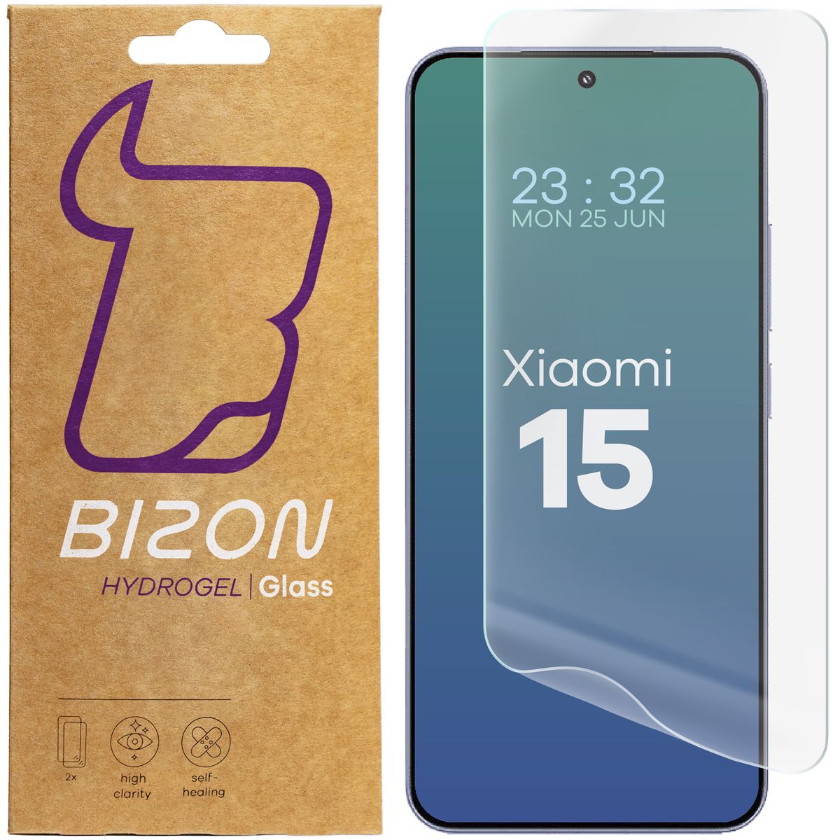 Hydrogel Folie für den Bildschirm für Xiaomi 15, Bizon Glass Hydrogel Front Duo, 2 Stück