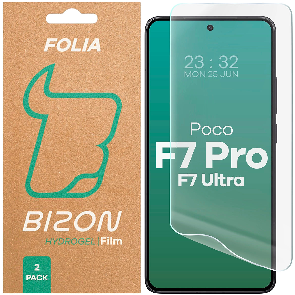 Hydrogel Folie für den Bildschirm für Xiaomi Poco F7 Pro / F7 Ultra, Bizon Glass Hydrogel Front Duo, 2 Stück