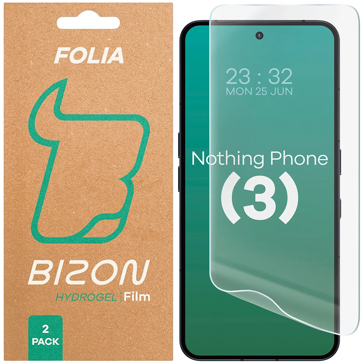 Hydrogel Folie für den Bildschirm für Nothing Phone (3), Bizon Glass Hydrogel Front Duo, 2 Stück