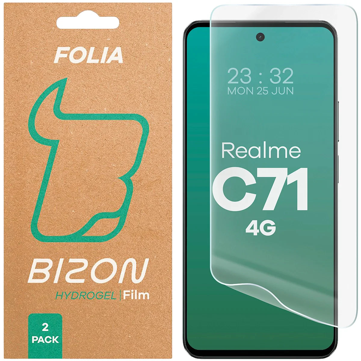 Hydrogel Folie für den Bildschirm für Realme C71 4G, Bizon Glass Hydrogel Front Duo, 2 Stück