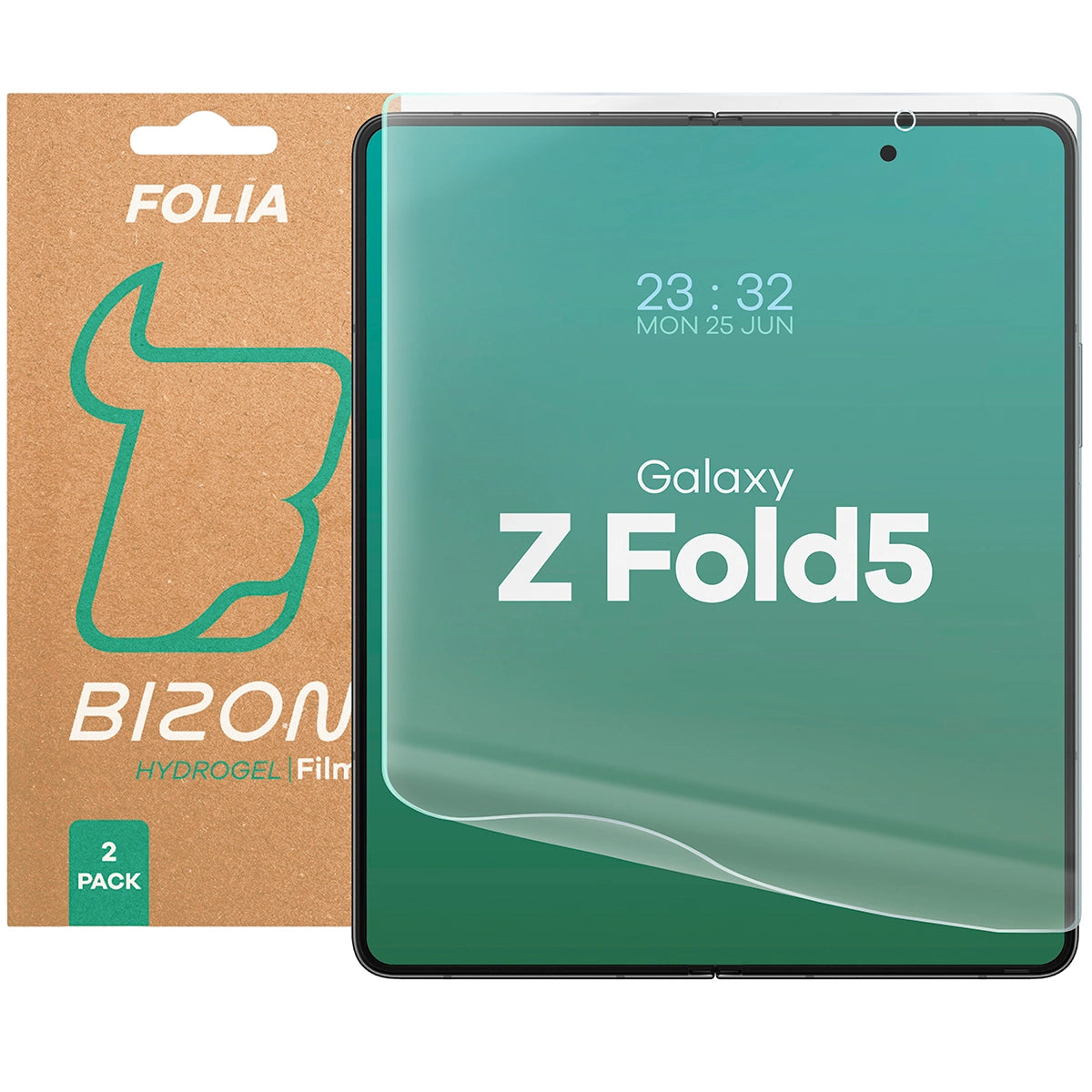 Hydrogel Folie für den mittleren Bildschirm für Galaxy Z Fold5, Bizon Film Hydrogel Mid Duo, 2 Stück