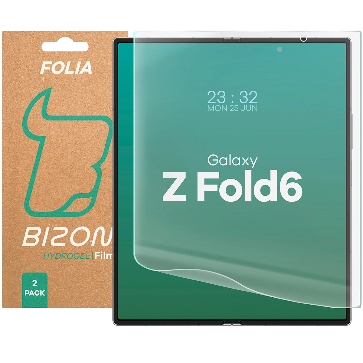 Hydrogel Folie für den mittleren Bildschirm für Galaxy Z Fold6, Bizon Film Hydrogel Mid Duo, 2 Stück