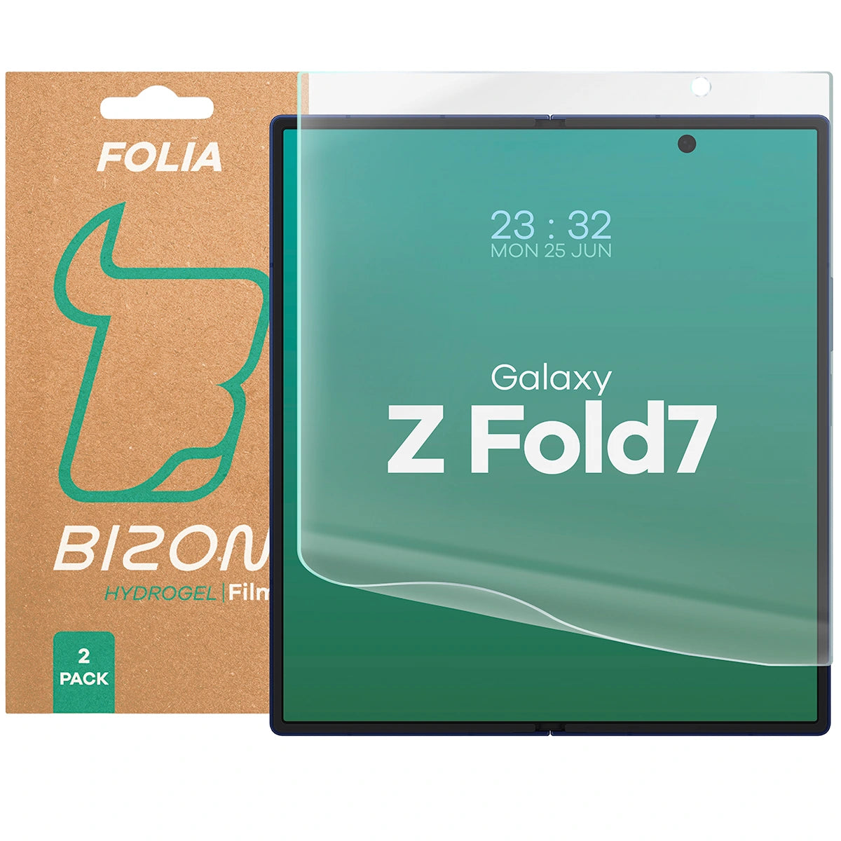 Hydrogel Folie für den mittleren Bildschirm für Galaxy Z Fold7, Bizon Film Hydrogel Mid Duo, 2 Stück