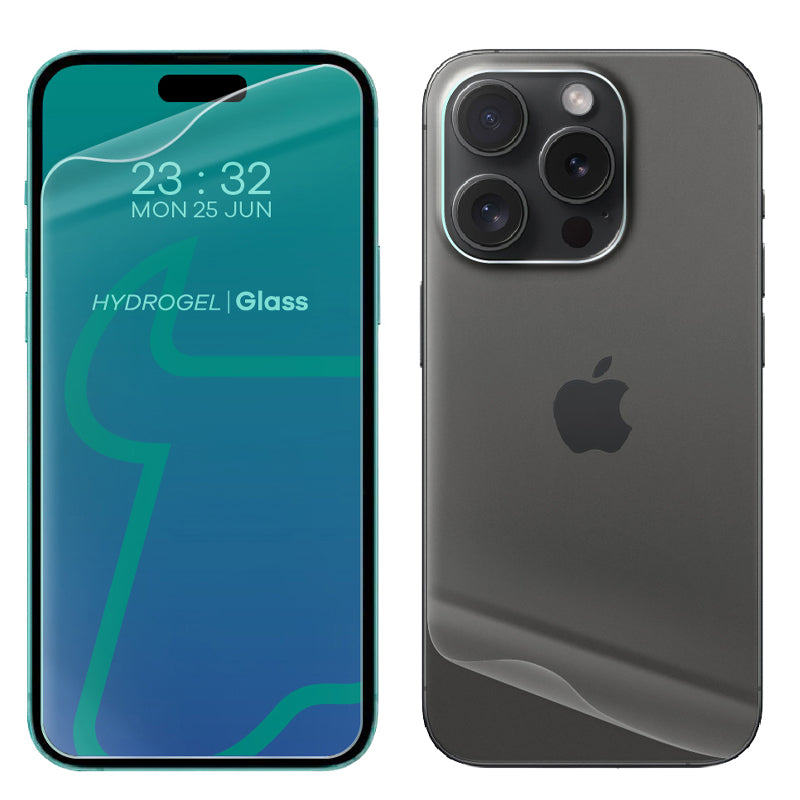 Hydrogel Folie für Display und Rückseite Bizon Glass Hydrogel Pack, iPhone 15 Pro, 2 Stück