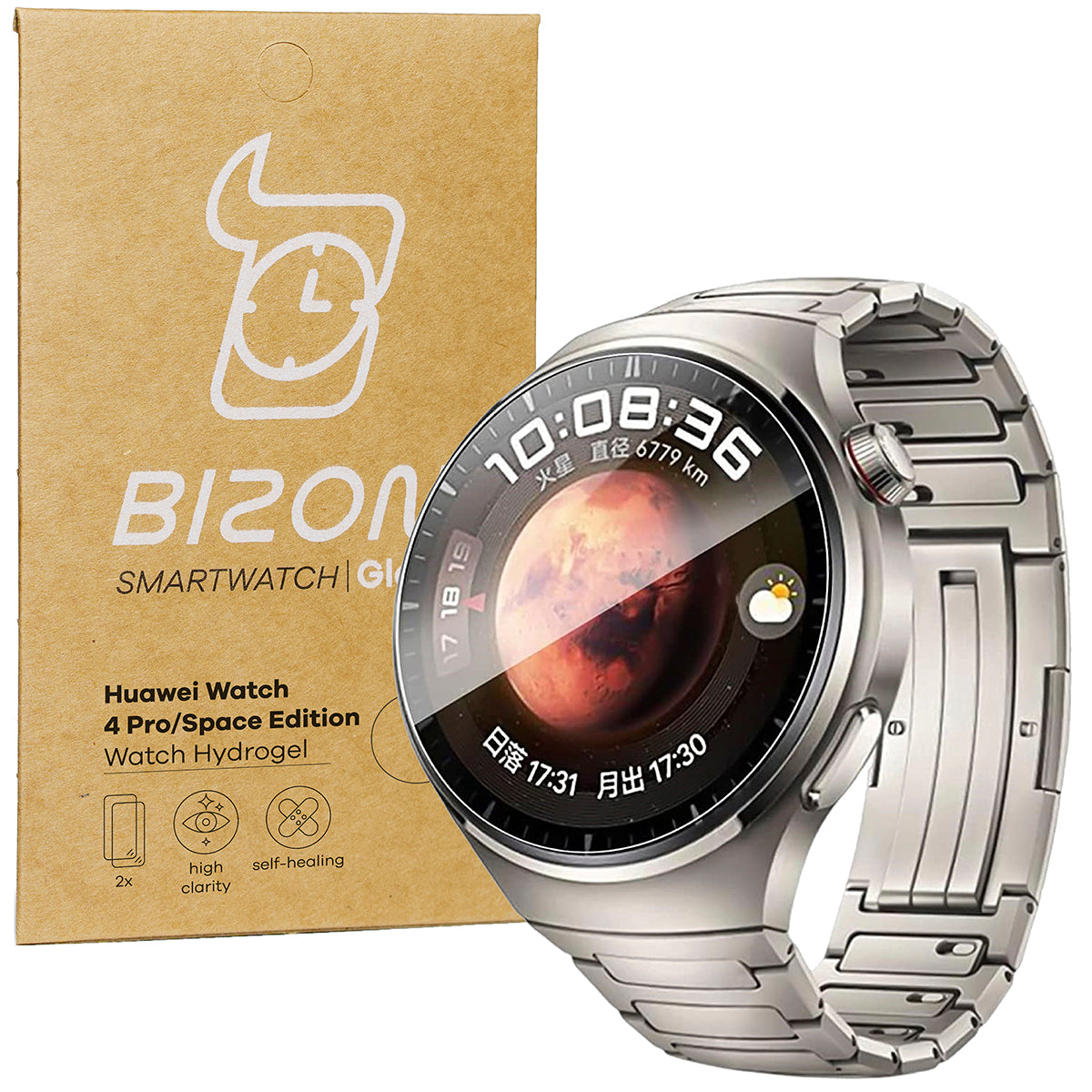 Hydrogel Folie für den Bildschirm Bizon Glass Watch Hydrogel Duo für Huawei Watch 4 Pro / 4 Pro Space Edition, 2 Stück