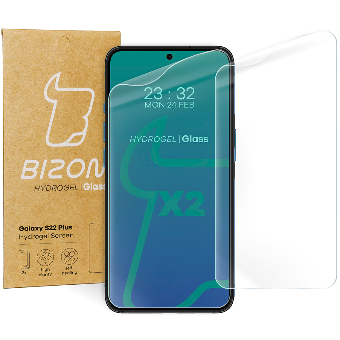 Hydrogel Folie für den Bildschirm Bizon Glass Hydrogel, Galaxy S22 Plus, 2 Stück