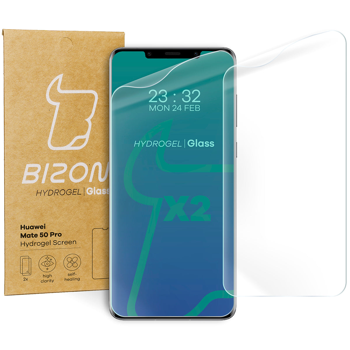 Hydrogel Folie für den Bildschirm Bizon Glass Hydrogel Huawei Mate 50 Pro, 2 Stück